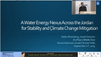 A Water Energy Nexus across the Jordan for Stability and Climate Change Mitigation